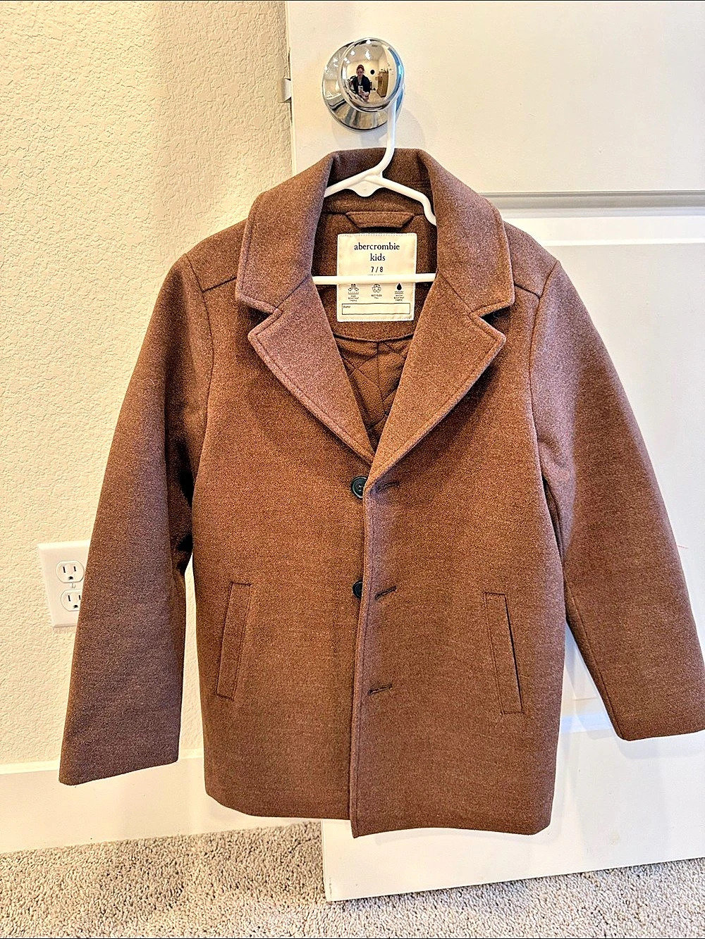 Abercrombie Kids Girls 7/8 Brown Pea Coat Like New